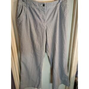 Chicos Additions Seersucker Pants Blue White Wide Leg Sz3/ XL Casual Beach...